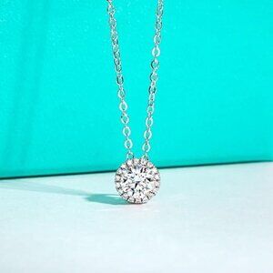 Certified 14k White Gold Pendant Infinity Necklace 1CT Moissanite Diamond S925